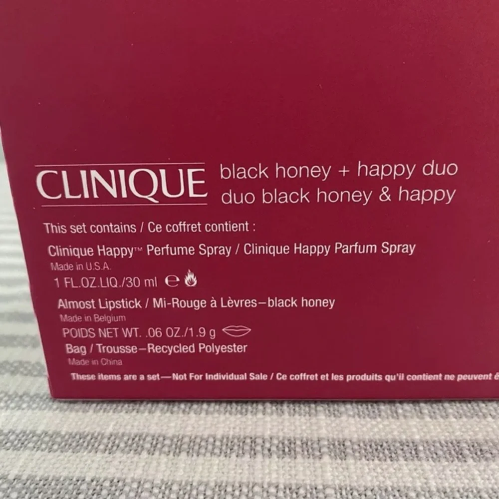 Clinique Black Honey Almost Lipstick & Happy set. NIB